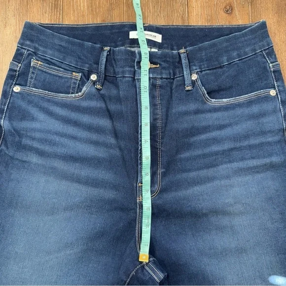 Good American Good Waist Skinny Jeans Raw Hem Plus Size Dark Blue - Picture 6 of 14